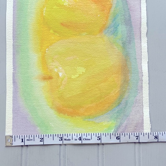 Original Watercolor‎ Painting Fruit Apples Yellow Green Ready To Frame NWOT - Picture 4 of 5